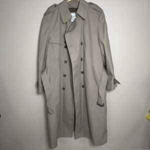 LONDON FOG Men's Double Breasted Trench Coat Tan Color Size 42R